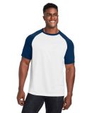 Team 365 TT62 Unisex Zone Colorblock Raglan T-Shir in Wht/ sp dk nv ht