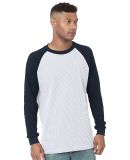 Bayside Apparel 8211 USA-Made Heavyweight Waffle K in White/ navy