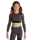 Soffe 1231G GIRLS GRACE LS CROP TOP in Grey heather 90m