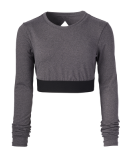 Soffe 1231V JRS GRACE LS CROP TOP in Grey heather 90m