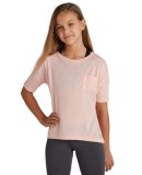 Soffe 1756G GIRLS DOLMAN SHORT SLEEVE in Deep coral heather 819