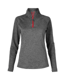 Soffe 2995V Juniors QTR Zip in Grey heather/red j92