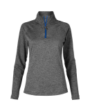 Soffe 2995V Juniors QTR Zip in Grey heather/royal j93