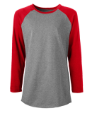 Soffe 3050V Jr's Hthr BB Tee in Grey heather/red 90h