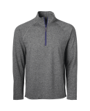 Soffe 2995M Mens QTR Zip in Grey heather/navy j90