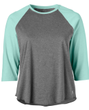 Soffe 3050C CURVES BASEBALL TEE in Grey heather/crystal green 331