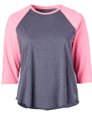Soffe 3050C CURVES BASEBALL TEE in Grey heather/neon pink 90f