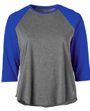 Soffe 3050C CURVES BASEBALL TEE in Grey heather/royal 90i