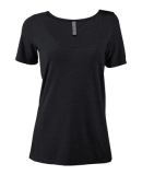 Soffe P504TS LADIES SCOOP NECK SS TEE in Black heather k2w