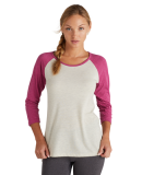 Soffe P508TS LADIES RAGLAN SLEEVE TEE in Oatml hthr body/navy sleeve j29