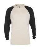 Soffe P909TS ADULT TRI BLEND RAGLAN HOODIE in Oatml hthr body/black sleeve j28