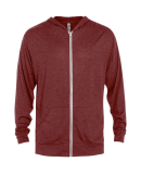 Soffe P910TS ADULT TRI BLEND FULL ZIP HOOD in Maroon heather k3b