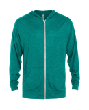 Soffe P910TS ADULT TRI BLEND FULL ZIP HOOD in Jade heather k3e