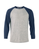 Soffe P611TS Adlt Raglan TRI in Athl hthr body/navy sleeve j21