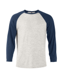 Soffe P611TS Adlt Raglan TRI in Oatmeal heather/navy heather j29