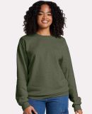 Jerzees IC48MR Ultimate CVC Crewneck Sweatshirt in Military green heather