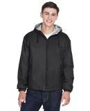 8915 UltraClub® Adult Nylon Fleece-Lined Hooded J in Black