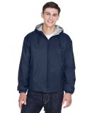 8915 UltraClub® Adult Nylon Fleece-Lined Hooded J in Navy