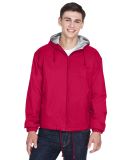 8915 UltraClub® Adult Nylon Fleece-Lined Hooded J in Red