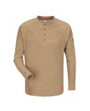 Bulwark QT20 Long Sleeve Henley in Khaki