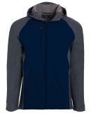 Holloway 229157 Raider Hooded Soft Shell Jacket in Carbon print/ navy