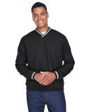 8926 UltraClub® Adult Long-Sleeve Microfiber Cros in Black/ tan