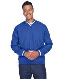 8926 UltraClub® Adult Long-Sleeve Microfiber Cros in Royal/ white