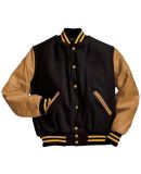 Holloway 224183 Varsity Wool Jacket in Black/ light gold/ light gold