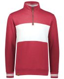 Holloway 229565 All-American Fleece Colorblocked Q in Scarlet heather/ white