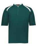 Holloway 229581 Clubhouse Short Sleeve Quarter-Zip in Dark green/ white