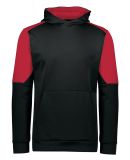 Holloway 222640 Youth Blue Chip Hooded Sweatshirt in Black/ scarlet