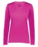 Holloway 222824 Women's Momentum Long Sleeve V-Nec in Power pink