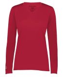 Holloway 222824 Women's Momentum Long Sleeve V-Nec in Scarlet