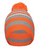 Holloway 223815 8 1/2" Spirit Pom Beanie in Orange/ heather grey/ white