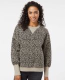 MV Sport W22712 Women's Sueded Fleece Crewneck Swe in Atmosphere/ black leopard