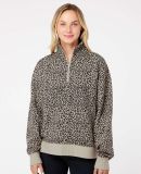 MV Sport W22713 Women's Sueded Fleece Quarter-Zip  in Atmosphere/ black leopard