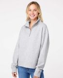 MV Sport W22713 Women's Sueded Fleece Quarter-Zip  in Heather grey