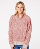 MV Sport W22713 Women's Sueded Fleece Quarter-Zip  in Cameo pink/ orchid ice leopard