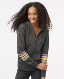 MV Sport W22732 Women's Striped Sleeves Full-Zip H in Charcoal