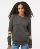 MV Sport W23152 Women's Striped Sleeves Crewneck S in Charcoal