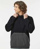 MV Sport 23112 Mixed Media Hooded Sweatshirt in Black/ charcoal