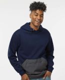 MV Sport 23112 Mixed Media Hooded Sweatshirt in Navy/ charcoal