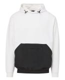 MV Sport 23112 Mixed Media Hooded Sweatshirt in White/ black