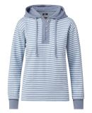 MV Sport W24128 Women's Alina Henley Hooded Sweats in Stonewash/ arctic blue stripe
