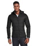 Nautica N17186 l Mile Hooded Puffer Jacket in Black/ antique white