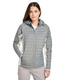 Nautica Nautica N17187 Women's l Mile Hooded Puffer Jacket in Graphite/ antique white
