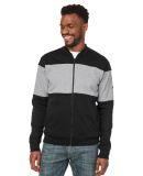 Nautica N17928 Anchor Fleece Colorblocked Bomber J in Black/ oxford heather