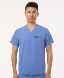Jaanuu M10002 Platt 3-Pocket Scrub V-Neck Top in Ceil blue