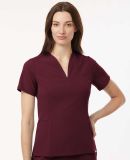 Jaanuu W10003 Women's Calix Fit & Flare Scrub V-Ne in Burgundy