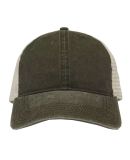 The Game Hats GB460 Pigment-Dyed Trucker Cap in Army green/ stone